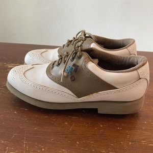 Footjoy Greenjoys Womens Golf Shoes White Brown Size 7.5M